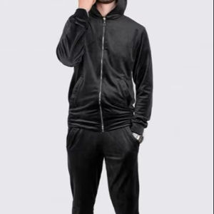 Ensemble de survêtement en velours personnalisé pour femme, sweat à capuche oversize en molleton, ensemble jogging deux pièces avec pantalon en coton - Product Image 1