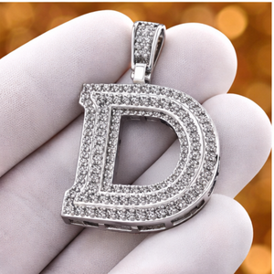 Trendy Hip Hop Custom Iced <b>Initial</b> Alphabet Letter <b>Pendant</b> 925 <b>Silver</b> Gold Plated Lab Grown Diamond Necklace Fine Jewelry Gift - Product Image 2