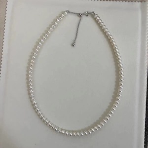 Collier de perles d'eau douce naturelles de 5 à 6 mm avec boucle en argent S925, design rond de type pomme de terre Aurora, design de base sans défaut - Product Image 2
