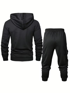 Men's Casual Sports Track Suit Terry Fabric 100% Cotton Quick Dry 300g Multi Pocket Customized Hooded Two-Piece Set Winter - Product Image 3