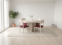 Ensemble de table basse ronde moderne en frêne massif avec 4 chaises - Meubles de salon durables, faciles à nettoyer et légers