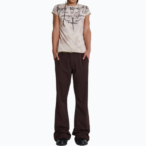 Custom OEM <b>Flare</b> Trousers for <b>Men</b> Outdoor Streetwear Cotton Black Blank <b>Men</b> Flared Pants - Product Image 2