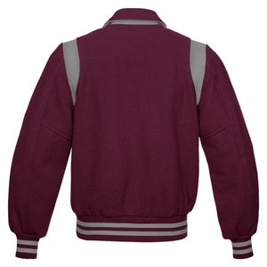 Premium College Varsity Letterman Baseball Jacket Custom Collar <b>Maroon</b> Wool Body and Wool Sleeves Varsity Jacket - Product Image 2