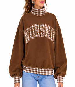 Sweat-shirt à col roulé en molleton épais pour femme, coupe oversize, style universitaire, streetwear, 100% coton, personnalisable - Product Image 2