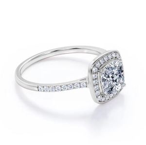 Unique 1.35 Carat <b>Cushion</b> Cut Moissanite Halo Engagement <b>Wedding</b> <b>Ring</b> in Gold Vintage Luxury Bridal Sparkling Design - Product Image 2