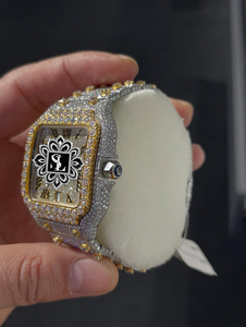 Reloj Cuadrado con Incrustaciones de Diamantes, Números Romanos, Reloj con Incrustaciones de Moissanita, Joyería de Lujo al por Mayor - Product Image 5