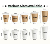 Vasos de Papel Desechables de 12oz y 16oz para Bebidas Calientes, Café y Té, con Tapa, Compostables, Ecológicos, para Llevar, para Restaurantes