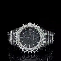 Montre de luxe sur mesure en alliage d'acier inoxydable, boîtier analogique ETA, diamant noir, automatique, sport, mode, VVS1 Moissanite