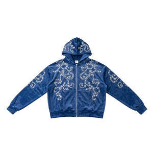 Ensemble de survêtement streetwear pour hommes en coton épais délavé à l'acide, imprimé, design 2-en-1, comprenant un sweat à capuche et un pantalon de survêtement en molleton standard, personnalisable, vente en gros - Product Image 4