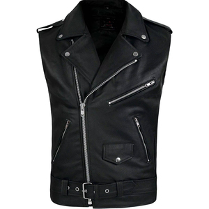 Chaleco de cuero hecho a medida, chaleco de cuero genuino para motociclistas, en venta en línea a un precio razonable. - Product Image 3