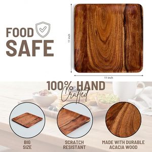 Luxury Wooden Rectangular Serving Tray Decorative Platter Modern Multi-Functional for Coffee Dessert Displays Home Dining - Product Image 2