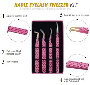 Pinzas de pestañas rosas con logotipo Punta de fibra Nuevo estilo de moda Pinzas de pestañas de agarre de diamante Pinzas de pestañas de microfibra personalizadas - Product Image 3
