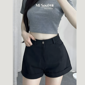 Fashion Design High Skinny Fit Breathable Denim Shorts Women <b>Elastic</b> Waist Polyester Wholesale Vietnam Supplier OEM Free Sample - Product Image 6