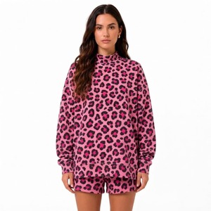 Best Price <b>Women</b> <b>Camouflage</b> Floral Print 2-Piece <b>Shorts</b> Set Long Sleeve Mock Neck Loose Fit Casual Spring Summer Outfit - Product Image 4