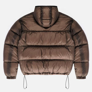 Custom <b>Mens</b> Bubble <b>Jacket</b> with Unique Style Private Label Full Zipper Stand Collar Long Sleeves <b>Canvas</b> Fabric Puffer <b>Jacket</b> - Product Image 4