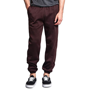 SHARISSA Men's Cotton Fleece Casual Joggers Elastic Waist Side Pockets Breathable Quick Dry Winter Dark Brown - Product Image 1