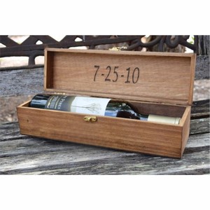 Caja de Vino de Madera de Lujo con Logotipo Personalizado, Caja de Regalo para una Sola Botella de Vino Vintage, Estuche de Madera Personalizado para Vino - Product Image 1