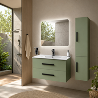 Mueble de Baño Vera con Espejo, Gabinete de Cerámica Resistente al Agua, Diseño Moderno, Acabado Duradero, Uso Hospitalario, Iluminado, para Apartamento
