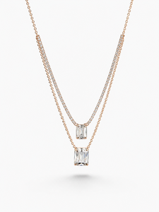 สร้อยคอจี้เพชรทรงเหลี่ยมมรกตเคลือบทอง 18K สำหรับผู้หญิง พร้อมสายสร้อยแบบงู ดีไซน์เรียบง่าย สวมใส่ได้ทุกวัน - Product Image 3