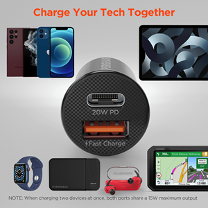 Mini Caricabatterie da Auto USB-C PD 20W + USB 18W a Ricarica Rapida - Product Image 3