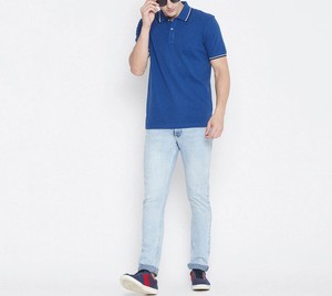 เสื้อเชิ้ตแขนสั้นผู้ชาย คอปกคลาสสิก ผ้าฝ้าย 100% ระบายอากาศได้ดี พิมพ์ลายลำลอง รับผลิตตามแบบ (OEM) ขายส่ง สีน้ำเงิน - Product Image 6
