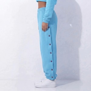Women's Blue <b>Harem</b> Pants Mid Waist Elastic Waist Casual Loose Fit Full Length Fleece Sweatpants Autumn Wide Leg - Product Image 3