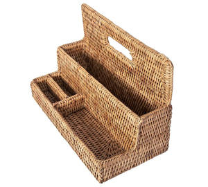 Dernier design - porte-livres et porte-stylos pour bureau, étagère de rangement en rotin naturel tressé. - Product Image 5