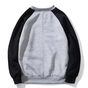 <b>Men's</b> Gray Black Raglan Sleeve Crew Neck Knitted <b>Pullover</b> Casual Autumn Style Sweatshirt Regular Fit Solid Color - Product Image 2