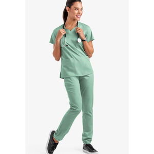 Uniforme Médico de Enfermera de Manga Corta para Mujer, Conjunto de Uniforme de Doctora para Hospital con Pantalones Deportivos, Uniformes Médicos OEM - Product Image 3