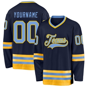 Vente en gros du maillot de hockey personnalisé OMMIZ INDUSTRY bleu marine-argenté, best-seller - Product Image 1