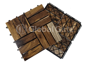 Carreaux de plancher à emboîtement en bois d'acacia massif Carreaux de plancher à carreaux pour balcon extérieur Décoration Patio Cour - Product Image 5