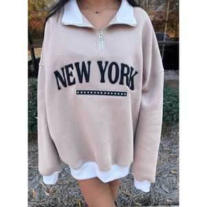 เสื้อพูลโอเวอร์แขนยาวคอเต่าแบบซิปครึ่งตัวสำหรับผู้หญิง ระบายอากาศได้ดี เป็นมิตรกับสิ่งแวดล้อม น้ำหนักเบา เหมาะสำหรับฤดูหนาว พร้อมลายปัก - Product Image 5