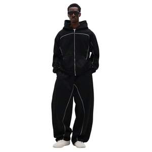 Ensemble survêtement unisexe personnalisé en molleton technique coupe-vent style streetwear : sweat à capuche et jogging hip-hop – Vente en gros - Product Image 1