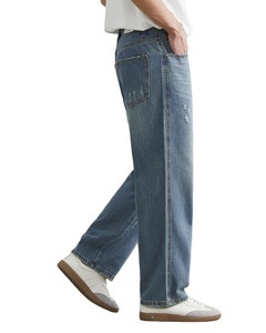 2025 nueva moda etiqueta personalizada recta 100% algodón suelto ajuste lujo Denim Jeans negocios Casual alta calidad hombres - Product Image 3