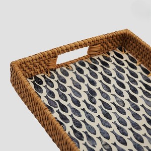 Rattan Art Woven Decor Leaves Pattern Serving Tray Hot Selling New Design Decorative Home Square Rattan <b>Basket</b> Tray at UO INDIA - Product Image 6