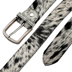 Ceinture en cuir véritable avec fourrure de vache, boucle à ardillon personnalisée, motif vache doré, ceintures en poils de vache véritable pour femmes - Product Image 5