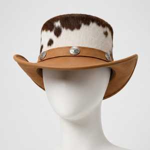 Sombrero de vaquero con estampado de vaca, banda de piel sintética, unisex, para adultos, primavera, otoño, estilo informal para exteriores, 56-58 cm - Product Image 1