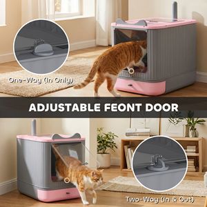 Lettiera per Gatti Media con Coperchio in PP, Ingresso Frontale e Uscita Superiore, Paletta, Ampio Spazio Interno, Rosa, Sacchetto Deodorante, Toilette Chiusa per Gatti - Product Image 6