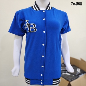 Women's Casual Short Sleeve Summer <b>Dress</b> <b>Custom</b> Logo Breathable Baseball Varsity Jacket Plus Size Sportswear Polyester/Cotton - Product Image 3