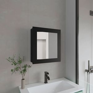 Armadietto da Bagno Nero con Specchio Integrato - Product Image 1