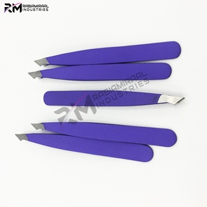 Pince à épiler pour sourcils RMI High Product Combo, pointe argentée, revêtement en poudre mate violette, ensemble de pinces à épiler pour sourcils - Product Image 4