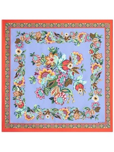 New Luxury Floral Print Satin <b>Silk</b> Scarf for Women and Girls Elegant Designer Square <b>Head</b> & Neck Scarf Multi-Functional Styling - Product Image 5