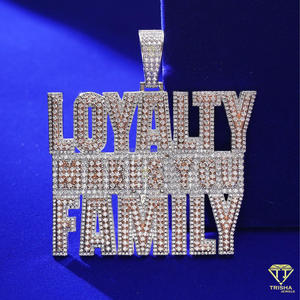 Collier Hip Hop Personnalisé avec Pendentif « La Fidélité Vous Rend Famille » et Diamant de Laboratoire, Bijou Iced Out pour Rappeur, Cadeau - Product Image 3