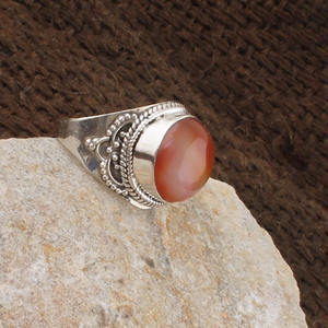 Anillo de Ónix Rojo Natural, Plata de Ley 925, Anillo de Cabujón Redondo, Anillo de Sello Hecho a Mano en Turquía, Joyería de Ágata Roja para Hombre y Mujer - Product Image 5