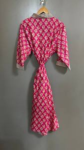 Kimono de Algodón con Estampado Floral Indio, Túnica de Playa, Ropa Informal Boho, Secado Rápido, Cuello en V, para Primavera/Verano - Product Image 5