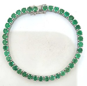 Pulsera de Esmeraldas Naturales, Plata de Ley, Chapada en Oro Blanco, Joyería de Lujo Unisex, Regalo de Aniversario de Bodas para Mujer - Product Image 3