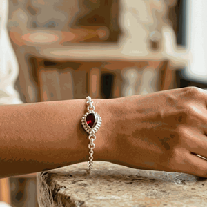 Natural Garnet Pear Shape 925 Sterling <b>Silver</b> Handmade <b>Bracelet</b> for Women Boho Fashion Charm Women's Birthday Anniversary Gift - Product Image 4