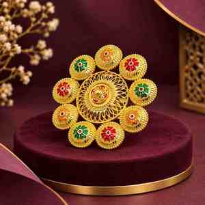 Bagues de fiançailles en gros plaquées or micron 14K, 18K, 24K, style Dubaï, motif floral africain, bagues tendance - Product Image 2