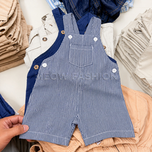 Low MOQ Kids Rompers Cotton Woven Toddler Overalls Shorts Solid Striped Dungarees Bangladesh Manufacturer Stock Apparels - Product Image 6