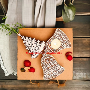 Portavelas de madera de diseño superior de producto curvo a mano personalizable con diferentes formas de trabajo de fregona para artículos de decoración de celebración de Diwali - Product Image 1